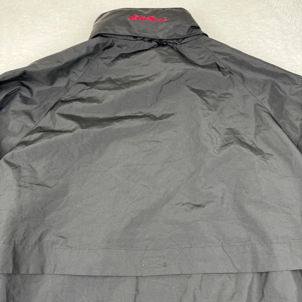 Eddie Bauer Windbreaker Mens XL Black Full Zip Packable Hood Mesh Lined Jacket